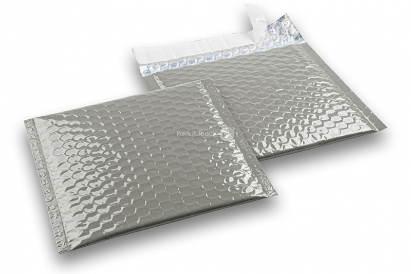 Grey - metallic air-cushioned envelopes, square
