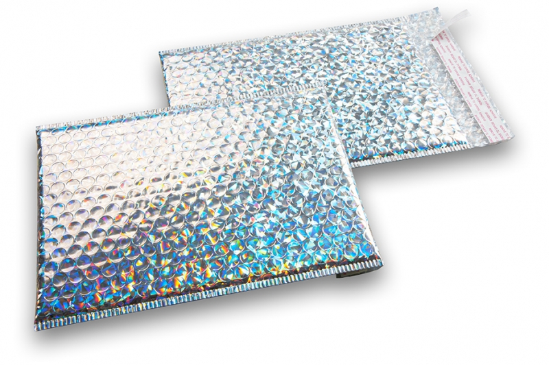 Silver holographic - metallic air-cushioned envelopes, rectangle