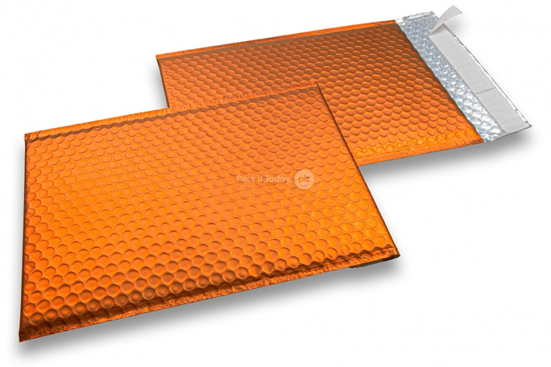Orange - matt metallic air-cushioned envelopes, rectangle