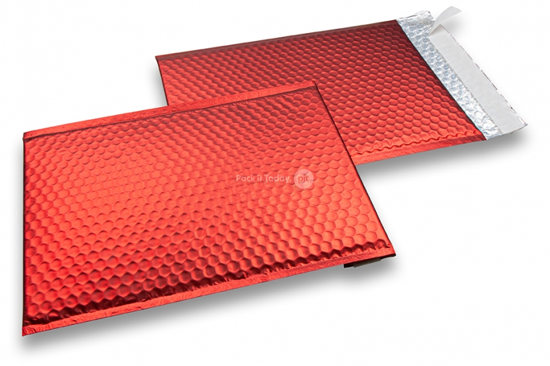 Red - matt metallic air-cushioned envelopes, rectangle