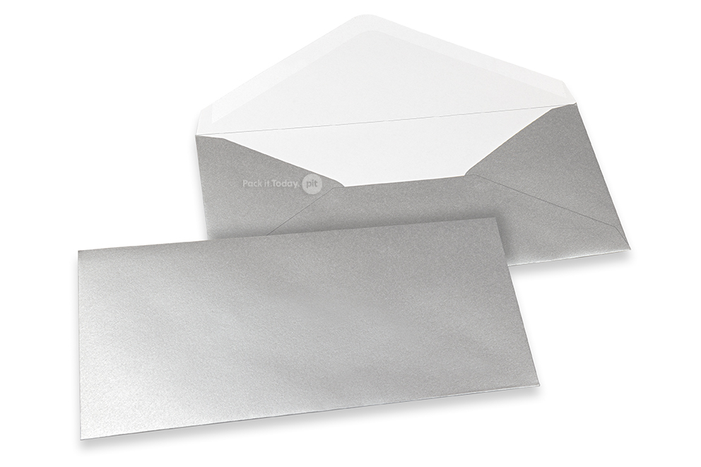 Coloured greeting card envelopes - silver, 110 x 220 mm
