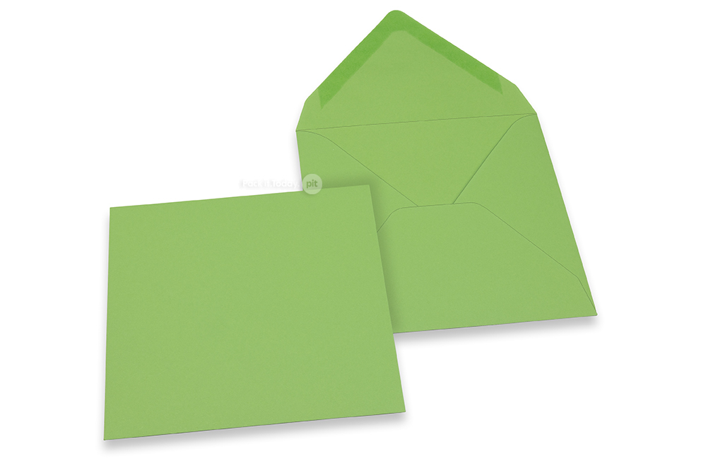 Coloured greeting card envelopes - apple green, 155 x 155 mm