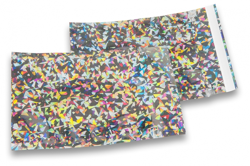 Coloured metallic foil envelopes silver holographic - 114 x 162 mm