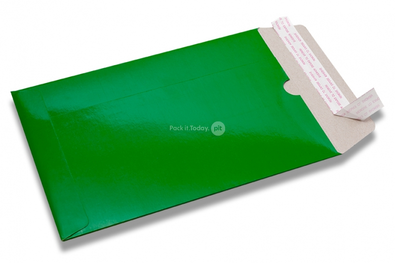 Green coloured cardboard envelopes