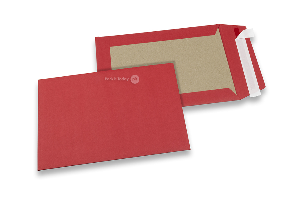 Coloured board-backed envelopes - Red, 162 x 229 mm