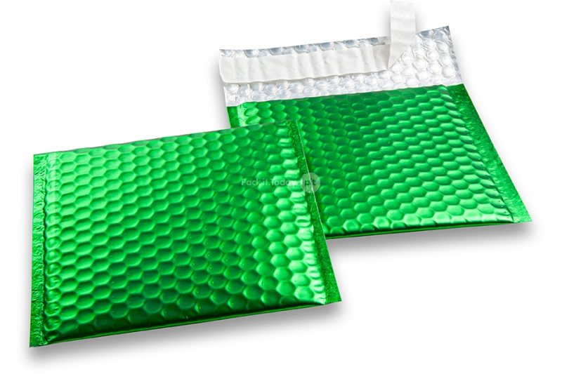 Green - matt metallic air-cushioned envelopes, square