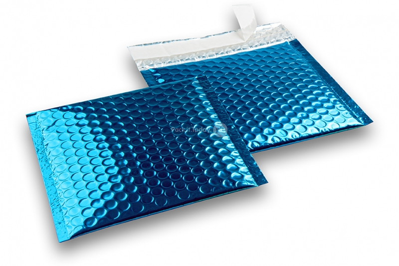 Blue - metallic air-cushioned envelopes, square